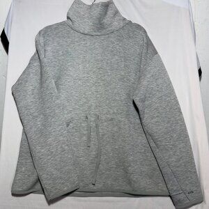 Zuda Gray Mock Neck Drawstring Waist Top Large